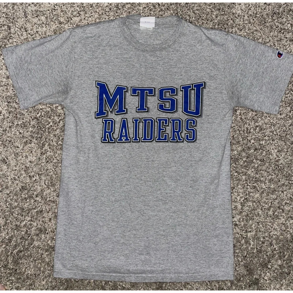 Vtg Champion MTSU Blue Raiders Shirt Sz Medium Gray Blue